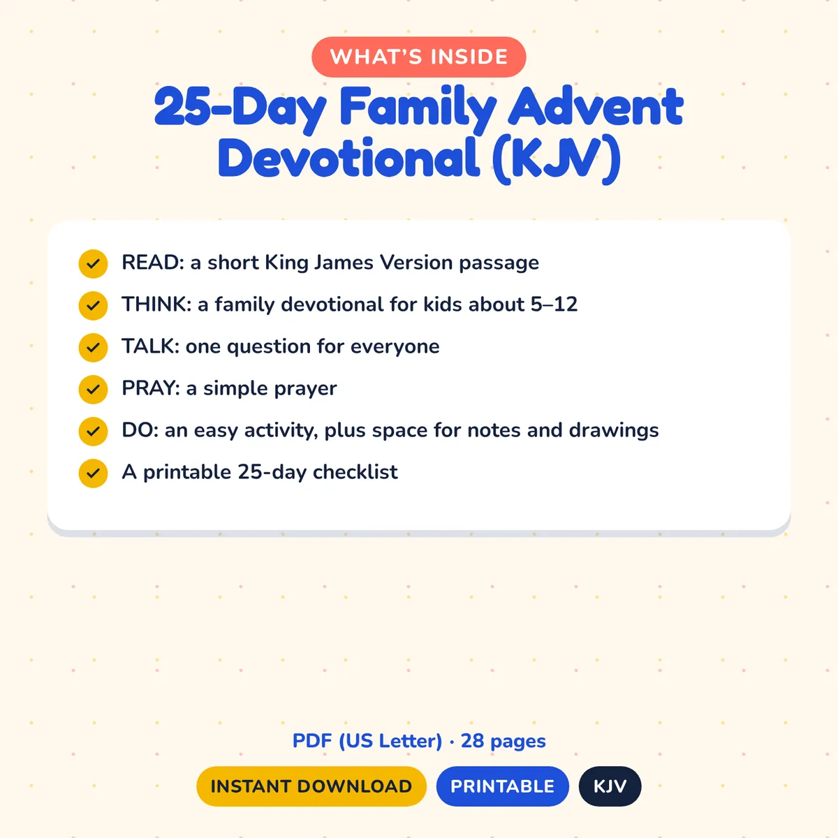 What’s inside the 25-Day Family Advent Devotional (KJV)