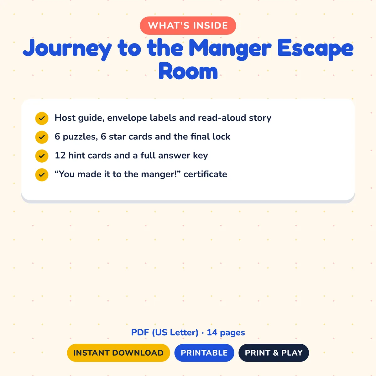 What’s inside the Journey to the Manger Escape Room