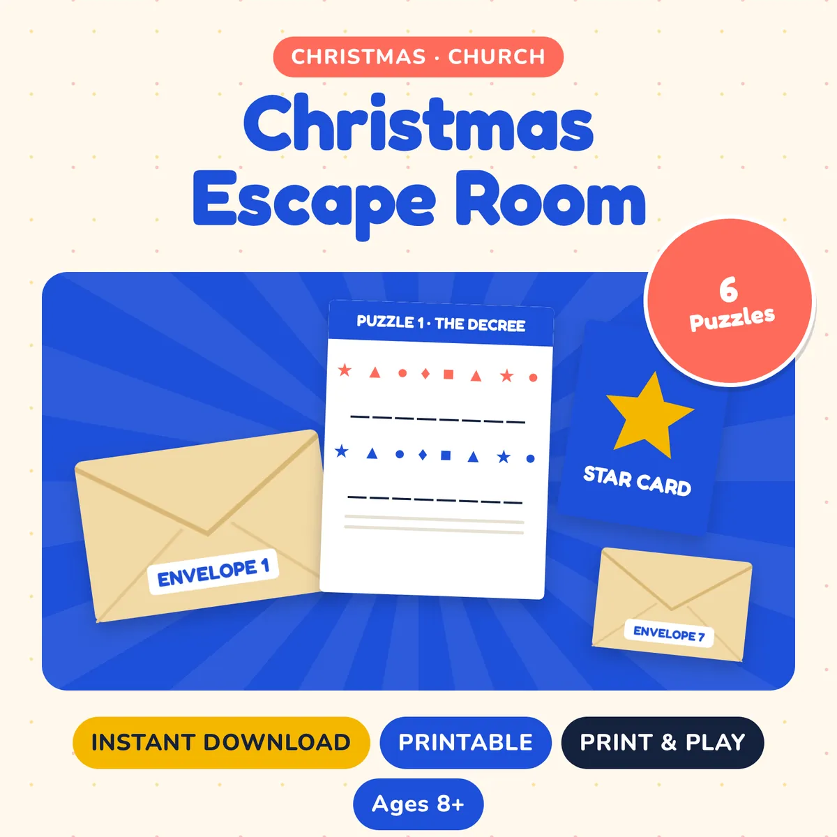 Journey to the Manger Escape Room: 6 Puzzles, instant download